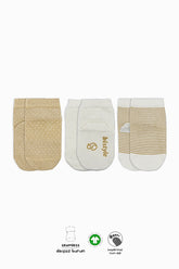 Pack de 3 chaussettes rayées bio - Beige
